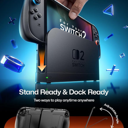JSAUX Split Every Day Case for Switch 2, Slim Magnetic Detachable Front Cover, Dockable Design, Ergonomic Non Slip Grip, Travel Ready with Adjustable Stand, Shock Absorption & Anti Scratch – PC0123C