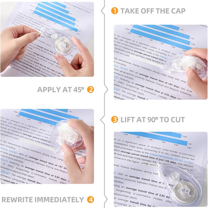 White Correction Tape, 10 Pack Bulk, Extra Long 65.62 Feet x 0.197 Inch, Strong Covering Power for Instant Corrections, Clear for Writing & No Marks for Copying, for School and Office