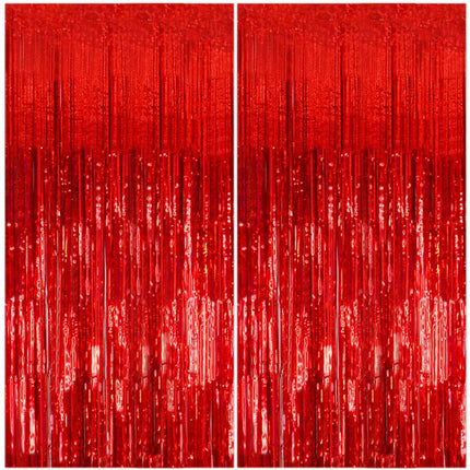 2 Pack Silver Foil Curtain Party Streamers Metallic Tinsel Foil Fringe Photo Booth Backdrop for Birthday Wedding Engagement Baby Shower Bachelorette Christmas Holiday Celebration Party Decorations