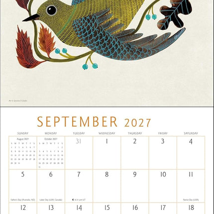 Feathered Friends 2027 Wall Calendar: Watercolor Bird Illustrations