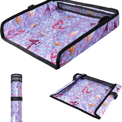 COOLBEBE Airplane Tray Table Cover – Foldable Travel Tray Cover for Toddlers 1-3 – Universal Fit for Airplane, Car Seat, High Chair – Machine Washable, Portable (Mermaid)