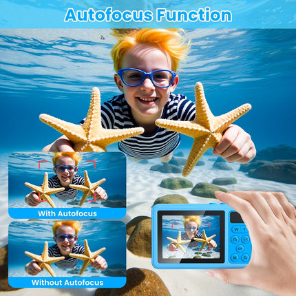 4K Underwater Digital Camera,10FT Floating Camera,48MP Waterproof Camera for Snorkeling,Surfing,Swimming and Kayaking,Dual-Screen Selfie,Autofocus,18X Zoom,Fill Light,32GB Card,Type-C Rechargeable