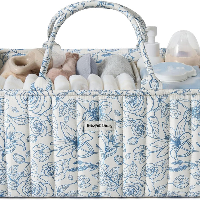 Floral Diaper Caddy Organizer, Stylish Nursery Storage Basket