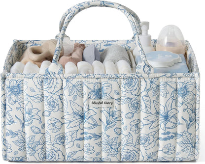 Floral Diaper Caddy Organizer, Stylish Nursery Storage Basket