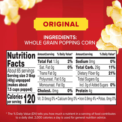Orville Redenbacher's Gourmet Popcorn Kernels, Original Yellow, 4g Fiber Per Serving, 5 lb.