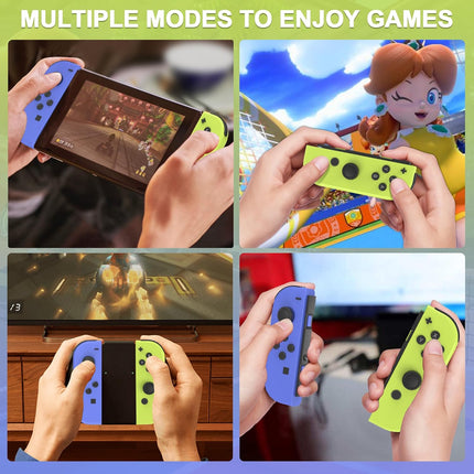 Wireless Switch Controller for OLED Lite, Replacement Remote Controls Compatible Con Switch 1, Anti Drift Hall Effect Joystick, Dual Vibration Rumble, Immersive Sensor, 12 Hours PlayTime, No NFC, Blue and Yellow