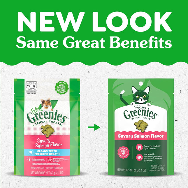 Cat Treats, Feline Veterinarian-Recommended Adult Natural Dental Cat Treats, Savory Salmon Flavor, 2.1 - photo 2