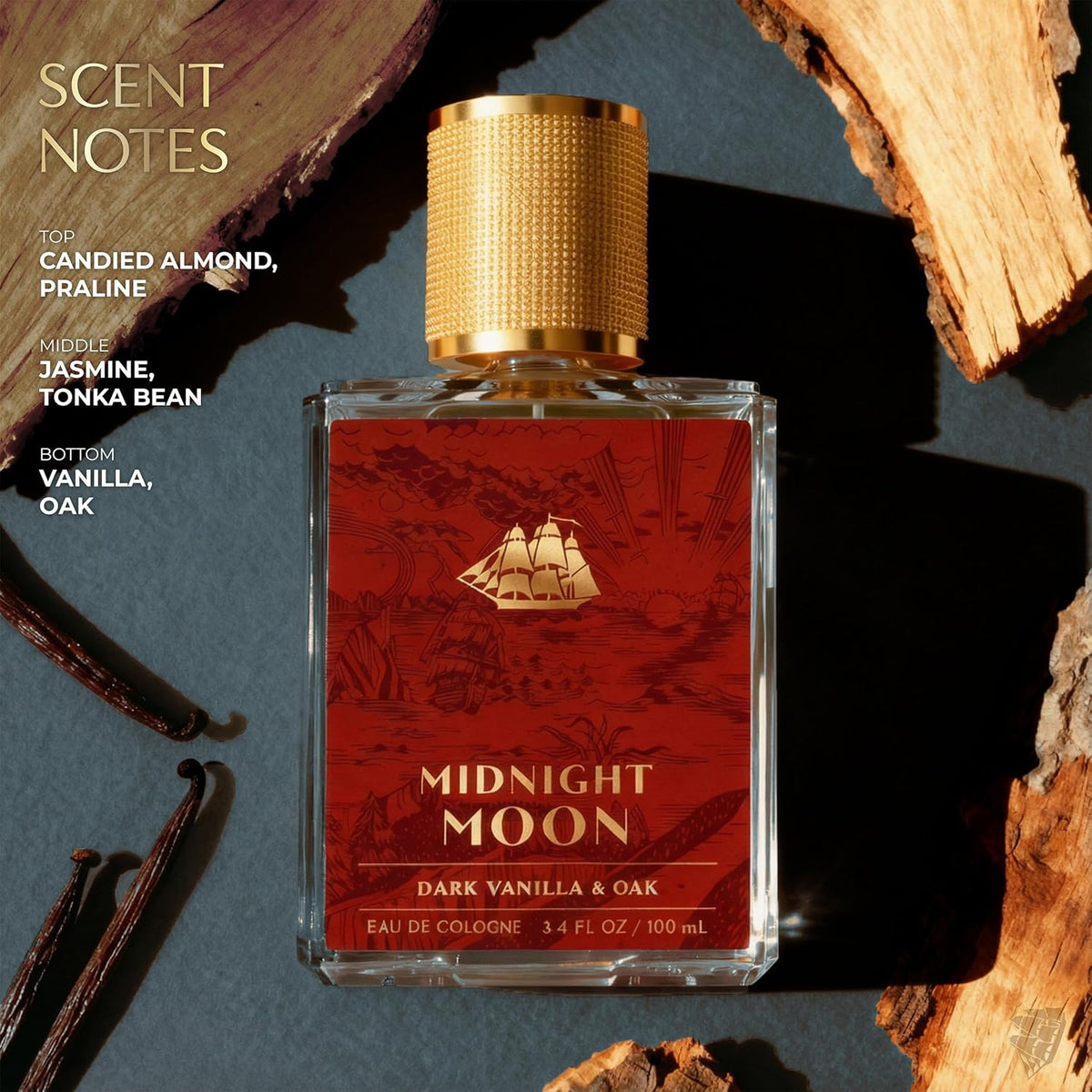 Signature Cologne for Men, Midnight Moon Premium Scent with Notes of Dark Vanilla + Oak, 3.4 fl oz - photo 2