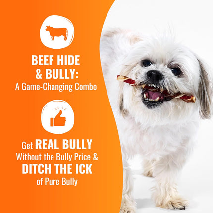 GOOD 'N' FUN Triple Flavor Twists with Bully Chews, High-Protein Dog Treat for All Adult Dogs, Made with Real Chicken, Beef Hide, Pork Hide, Bully & Beef Liver Flavor, 6 Count
