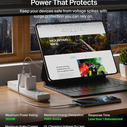Belkin 6-Outlet Surge Protector Power Strip, 6ft Cord, 360° Rotating Plug - 1080 Joules Protection