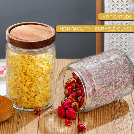 Vintage Glass Jar with Lid, Airtight Candy Coffee Canister Food Storage