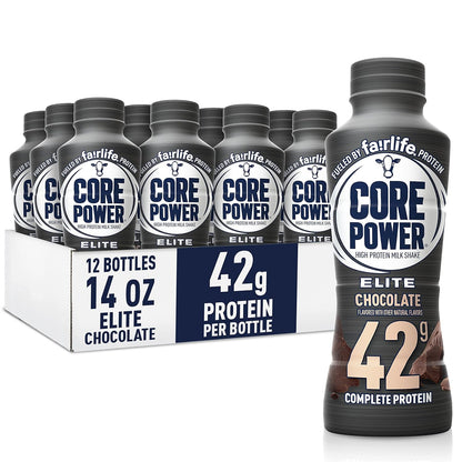 Elite High Protein Chocolate Shake, 42g Protein, 14 oz Bottles, 12 Pack
