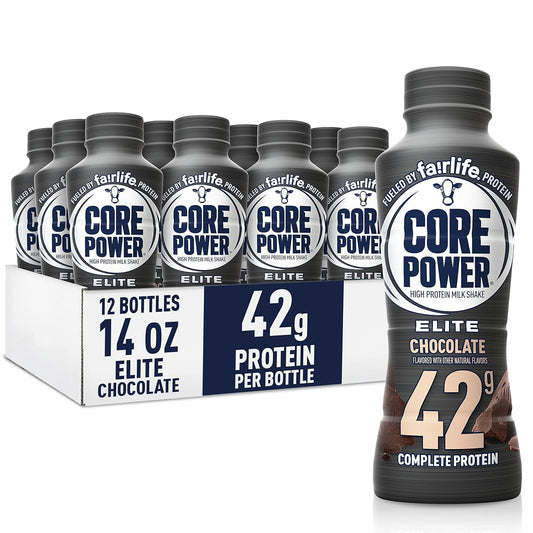 Elite High Protein Chocolate Shake, 42g Protein, 14 oz Bottles, 12 Pack