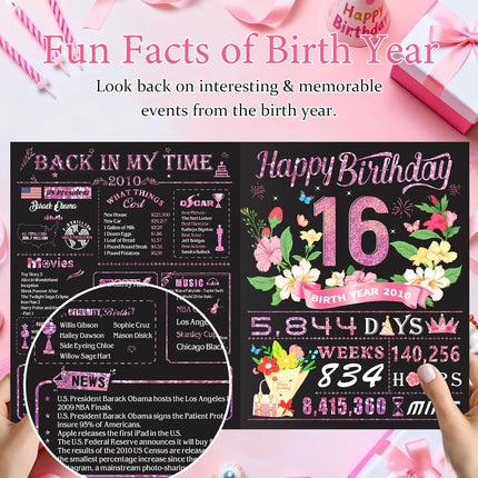 Sweet 16th Birthday Card for Girls Daughter,3D Pop Up Sweet 16th Birthday Cards for Granddaughter Sister,16th Birthday Decorations for 16 Year Old Girl Daughter Funny Birthday Gifts,Rose Glod In 2010