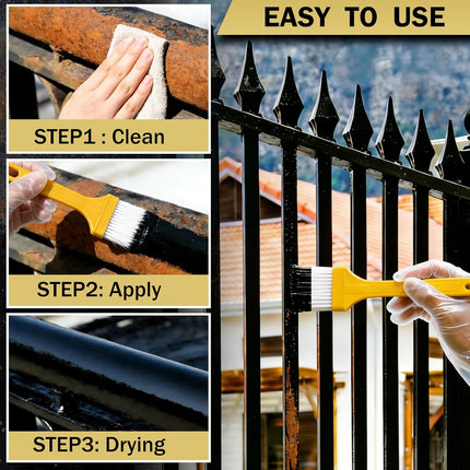 2 in 1 Rust Converter & Metal Primer, 42 Oz Black Rust Inhibitor Paint for Metal, Rust Conversion Paint, Heat-Resistant Anti Rust Coating for Car, Marine, Industrial, Chassis