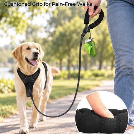 Correa de cuerda para perros medianos y grandes, 6 FT con mango acolchado, negro