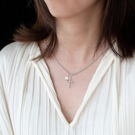 Sereney Happy Birthday Gifts for Girls, Silver Stainless Steel Necklace as 11 13 15 16 Year Old Teens Birthday Gift, Adjustable Cross Pearl Necklace Birthday Gifts for Daughter Granddaughter Niece Girls