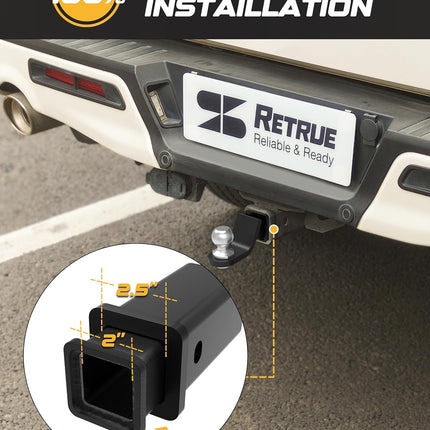 RETURE 2.5 Inch to 2 Inch Hitch Reducer, 2" Receiver Hitch Adapter, Extender Trailer Hitch Receiver for Towing Accessories, Heavy Duty Carbon Steel Hitch Adapter, with 5/8" Hitch Pin and Clip