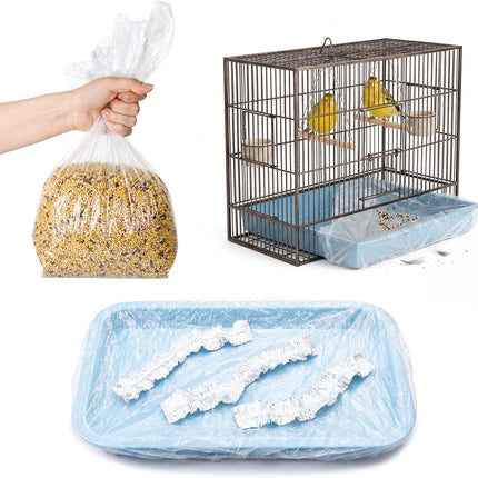 100 Pcs Disposable Bird Cage Liners 34"x22" Clear Plastic Parakeet Liner Bags, Universal Birdcage Liner Bags for Parakeets, Parrots, Finches, Canaries, Cockatiels, Bird Cage Accessories