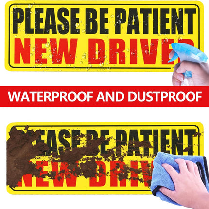 JUSTTOP New Driver Magnet for Car, Please Be Patient Student Driver, 3Pcs New Driver Magnet Safety Warning Magnetic Reflective Rookie Driver Bumper Sticker,Car Exterior Accessories