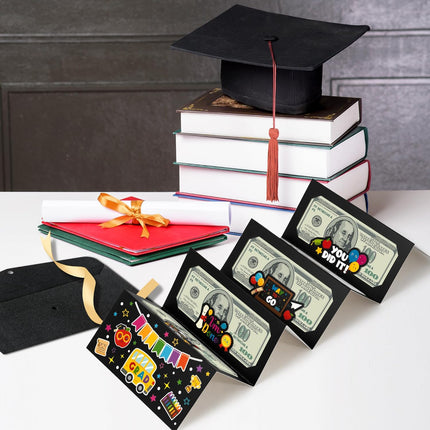 Graduation Money Holder Gift, 6-Slot Cash & Card Holder with Ribbon Envelope, Money Envelope for Graduation Party, Keepsake Card Holder for School & Kindergarten Graduates