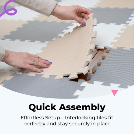 Baby Play Mat, Soft Foam Floor Tiles for Kids. Adjustable Interlocking Foam Tiles, Fits with 74x74 Playpen Baby mat for Crawling & Development, Playmat for Babies 6-12 Months