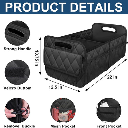 Deosk Car Trunk Organizer for SUV, Car Organizers and Storage with 6 Pocket, Car Accessories for Women/Men 50LWaterproof Polyester Trunk Organizer, Black