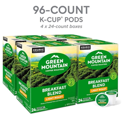Green Mountain Coffee Roasters Breakfast Blend Single-Serve Keurig K-Cup Pods, Light Roast Coffee, 96 Count