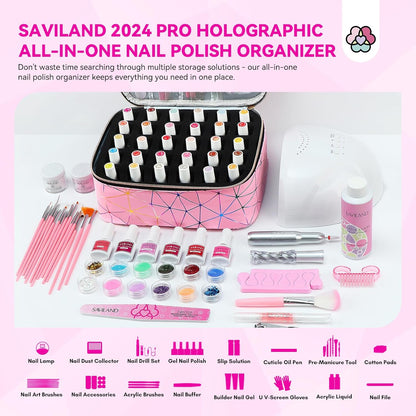 Nail Polish Organizer Bag: PU Leather Nail Polish Storage Organizer Holds 30 Bottles & Nail Lamp, Nail - photo 3