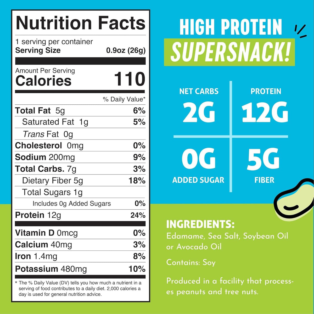 Crunchy Dry Roasted Edamame Snacks (Sea Salt), Healthy High Protein(11g) Keto Food, Low Carb Gluten Free - photo 2