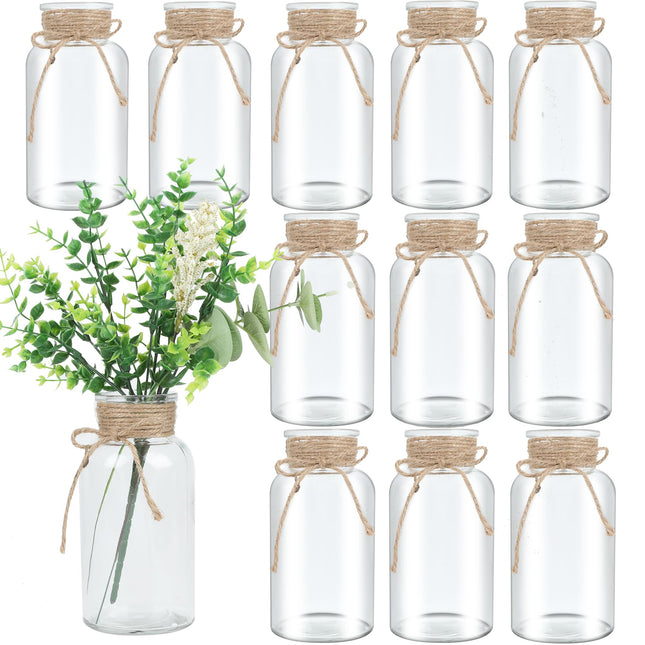 12 Pack Mason Jar Vases for Centerpieces, Clear Glass Flower Vase