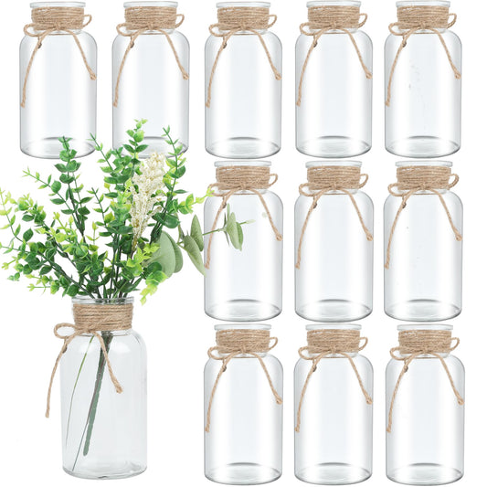12 Pack Mason Jar Vases for Centerpieces, Clear Glass Flower Vase