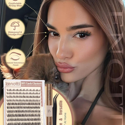 Spider Lashes Cluster Kit Natural Breeze Lash Clusters Wispy Eyelash Clusters Kit Venus Cluster Eyelash Extension Fluffy Individual Lashes D Curly 8-16mm Lash Extensions with Invisible Band by zenotti