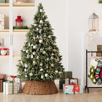 28 Inch Woven Rattan Christmas Tree Collar, 5-Piece Xmas Tree Skirt
