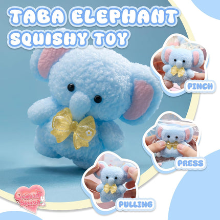 Handmade Taba Blue Elephant Squishy - Original Silicone Squishy Toys for Kids & Adults, Stress Relief Squeeze Toy, Party Favors & Goodie Bag Stuffers