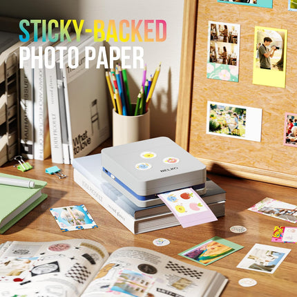 Nelko PP01 Instant Smartphone Photo Printer, Portable Mini Color Wireless Mobile Printer, Sticky-Back Photos, Bluetooth Compatible with iOS & Android Devices, Fun Editing App, Beige