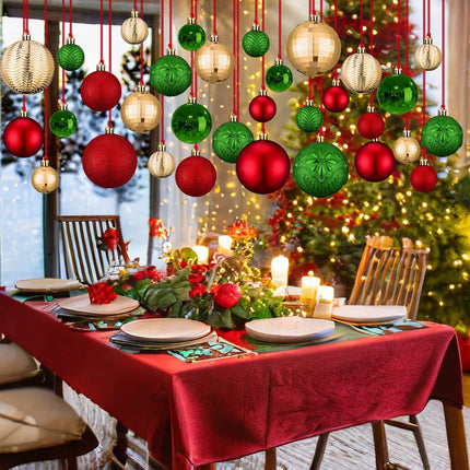 36 Pcs Christmas Balls Ornaments for Ceiling, Red, Green, Gold