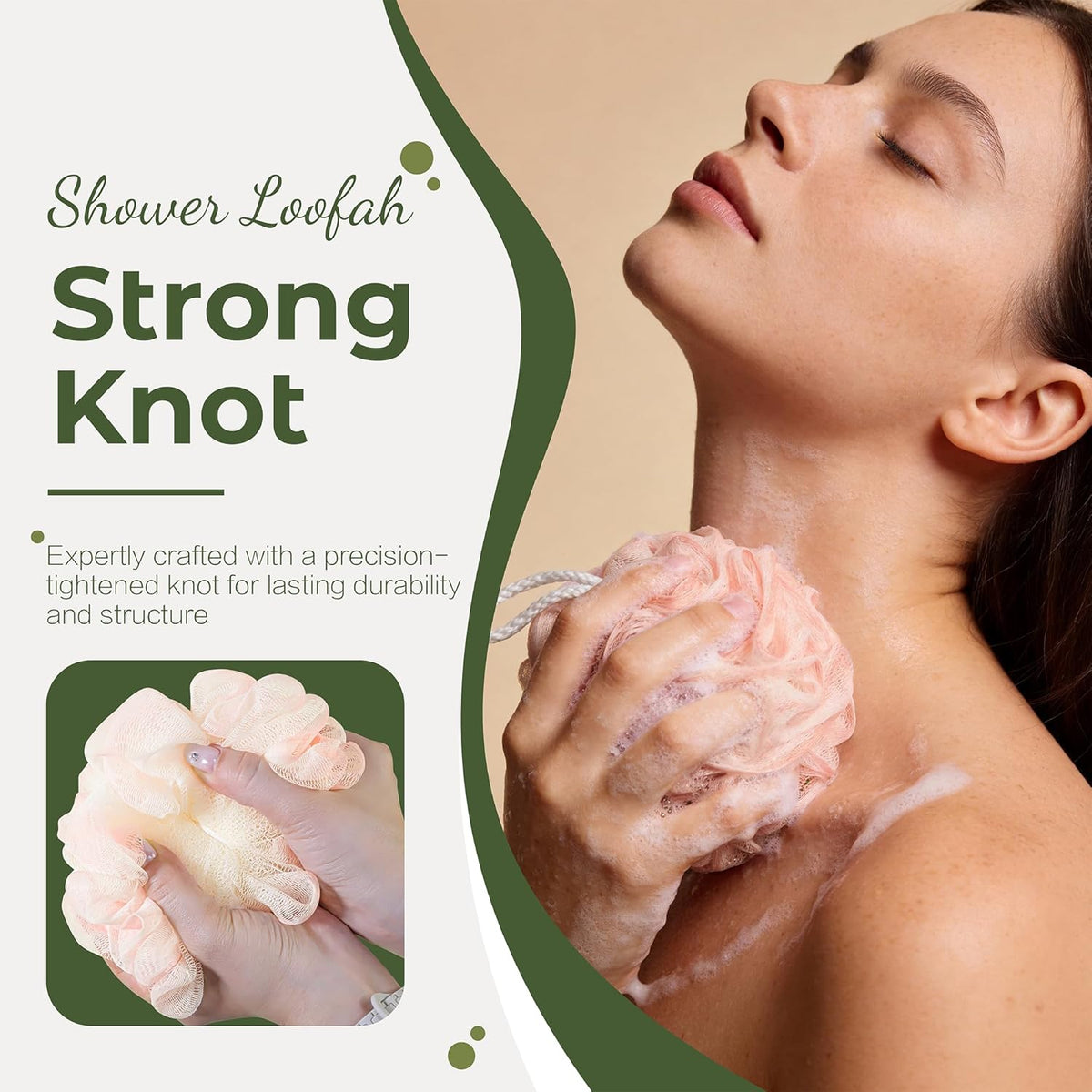 Loofah Sponge 4 Pack, Exfoliating Body Scrubber for Shower, Soft Bath Sponges with Hanging Loop, 60G Gentle Loofah for Women Men (Pastel Colors)