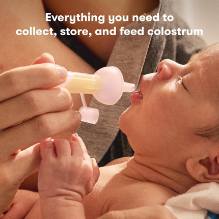 Frida Mom Colostrum Collection Kit, Catch, Store & Feed Breastmilk, Includes 6 Colostrum Collectors, 6 Labels, Cleaning Brush, Cloth & Case, Hospital Bag Ready, Safe Materials, 15pc kit
