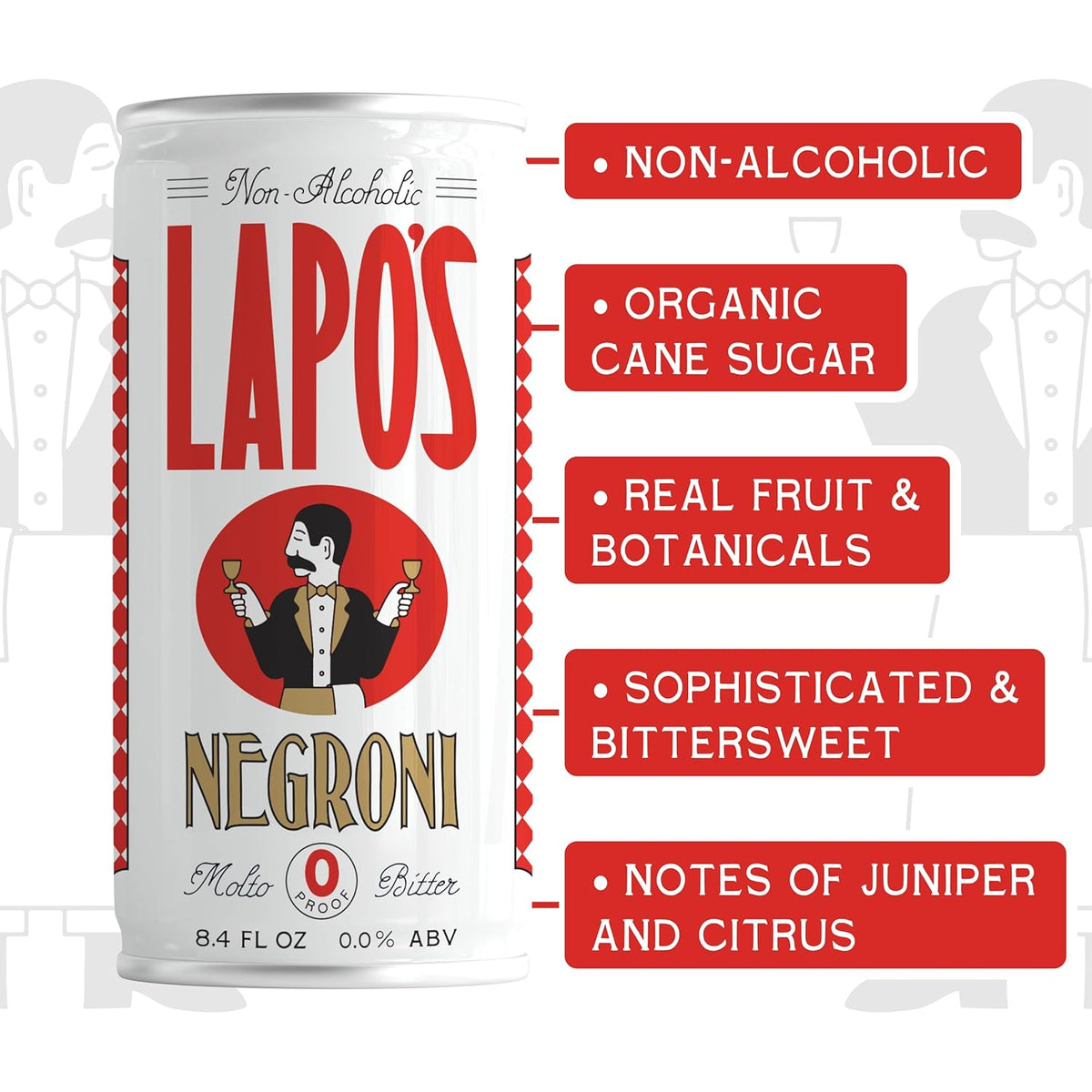 Non-Alcoholic Negroni, Lightly Sparkling, Juniper and Citrus, 4 Cans - photo 3