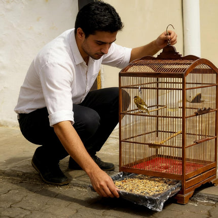 100 Pcs Large Disposable Bird Cage Liners Bulk 34'' x 22'' Elastic Plastic Small Animal Birds Cage Tray Liners Waterproof Universal Film Bird Accessories for Cockatiels Finches Canaries