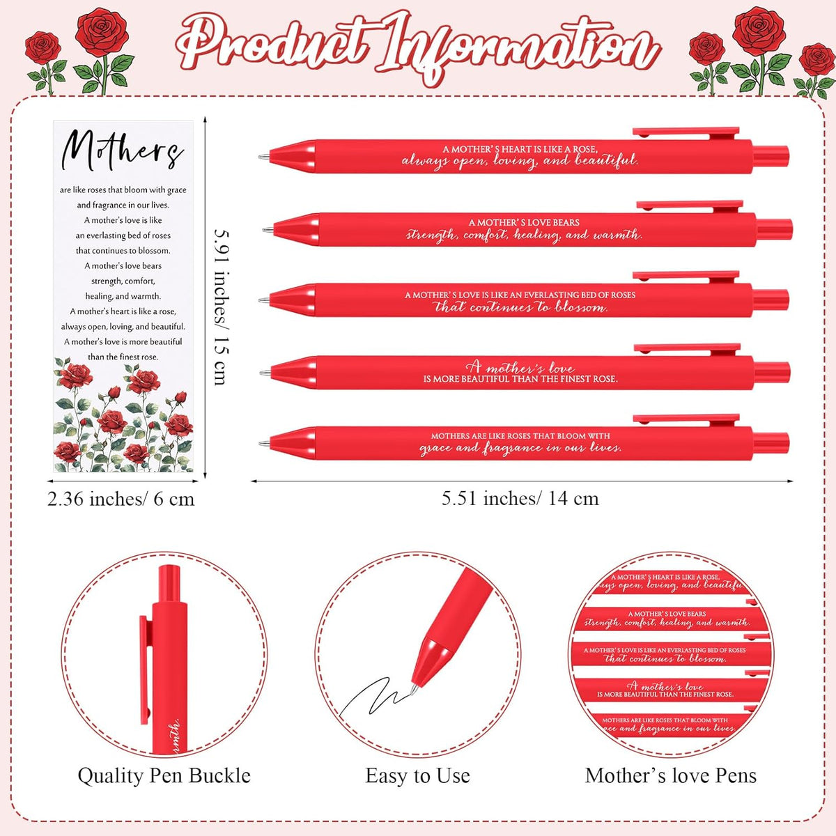 18-Set Mother's Day Red Rose Ballpoint Pens - photo 2