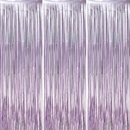 Gold Foil Fringe Backdrop Curtains, 3.3x8.2ft, 3 Pack
