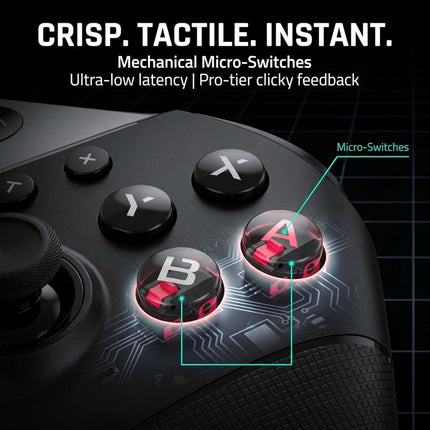 Old Arcade Wireless Game Controller – Anti-Drift Hall Effect Gaming Pad Compatible with N-S, PC, and Steam Deck – Ergonomic Non-Slip Grip with 8-Mode RGB Lighting (Black)