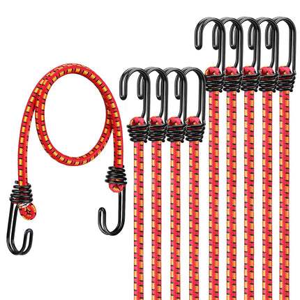 Bungee Cords Heavy Duty Outdoor: 20 Pcs Rubber Bungee Cords with Hooks in a Storage Jar Includes 10", 18", 24", 30", 36", 48" Bungee Cord for Camping, Tent, Fastening Items