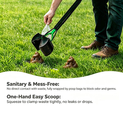 23.6" Pooper Scooper, Portable Dog Poop Pick Up Tool for Large Medium Dogs, Heavy Duty Pet Waste Cleaner for Yard, Lawns, Grass and Outdoor Green