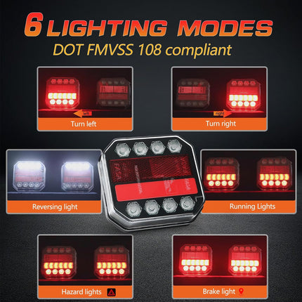 Wireless Trailer Lights Magnetic, Rechargeable LED Towing Trailer Light Kit with Ultra Strong 90LB Magnetic Base,100FT Range,IP67 Waterproof, 6 MODES OF LIGHTING, for Trucks, Boat, RV, Camper