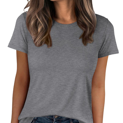 Women Short Sleeve Tops Summer Wrinkle-Free Basic Tee Shirts