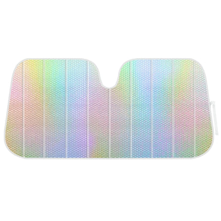 Iridescent Matte Black Front Windshield Sunshade Accordion Folding Style Auto Shade for Car Truck SUV Van Blocks UV Rays Sun Visor Protector - 58 x 27 inches