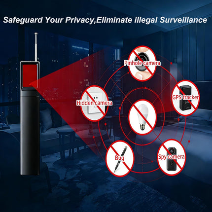 Hidden Camera Detector RF Bug Detector & Wireless Signal Scanner | Spy Camera Finder for Office, Bathroom, Travel | 5 Sensitivity Levels | 25 Hour Battery (Black)